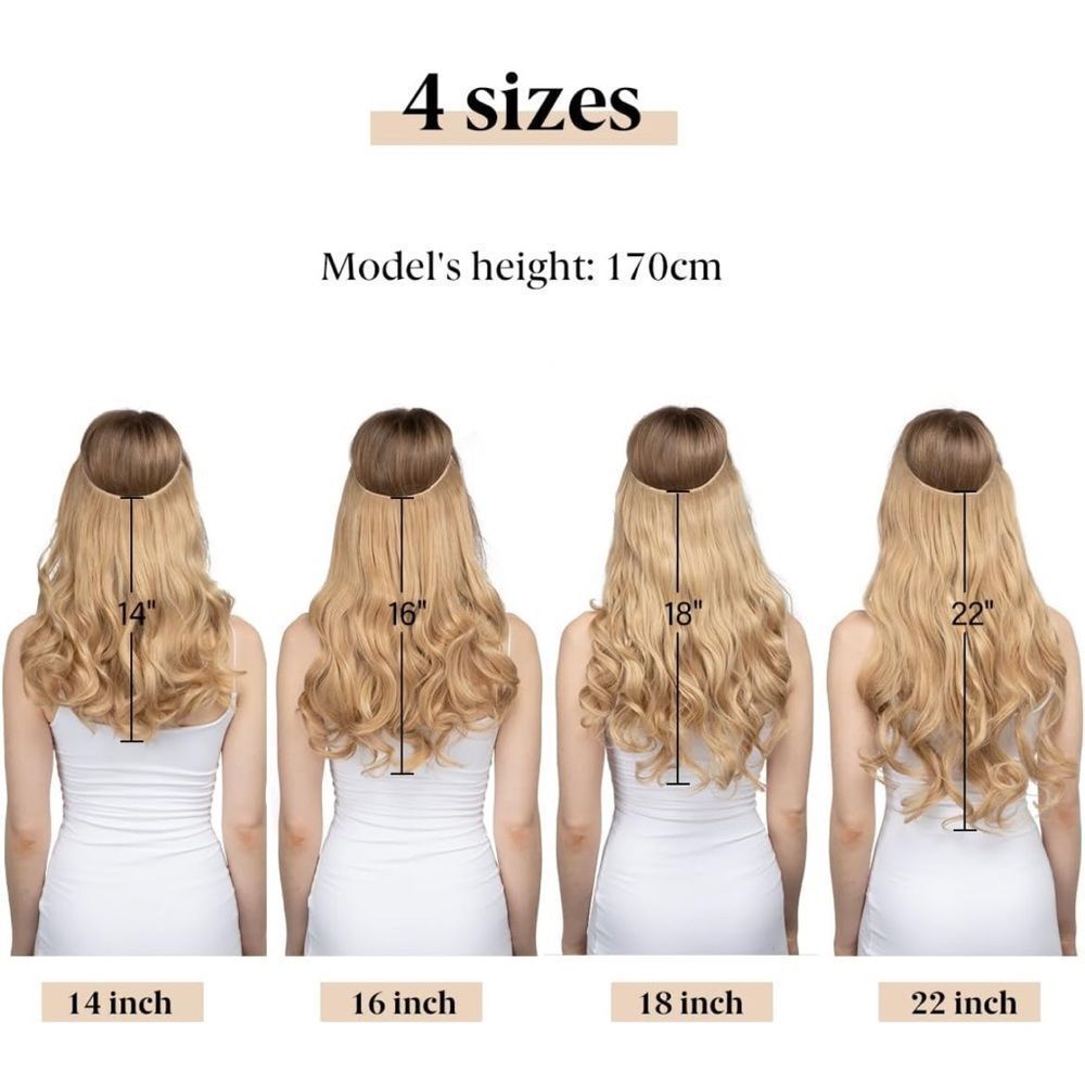 Wavy Curly Hair Extensions Halo Pale Ash Blonde Long halo extension - Picture 7 of 7